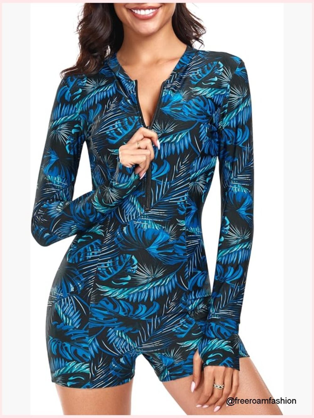 Long Sleeve One Piece Swimsuit Athletic Boyleg UPF 50+ Sun Protection